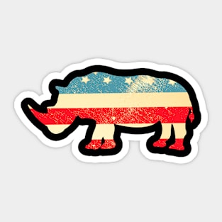 American Flag Rhinoceros Sticker